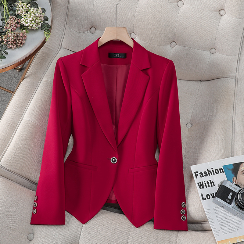 Formal Winter Wear Women Jacket - เสื้อเบลเซอร์แฟชั่นใหม่สำหรับผู้หญิง สีแดง ขาว ดำ ชุดสูททำงานสำหรับผู้หญิง เสื้อแจ็คเก็ตสำหรับทำงาน