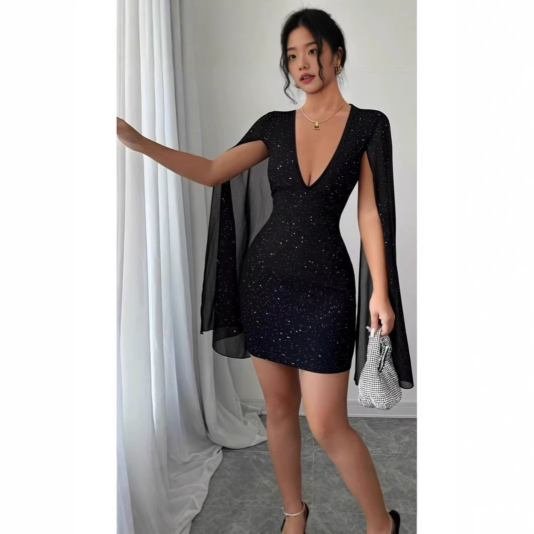 Women Formal Wear H&M - เดรสทรงเข้ารูปคอวี ความยาวปานกลาง สง่างาม เหมาะสำหรับใส่ทำงาน ใส่ไปงานเลี้ยง งานค็อกเทล