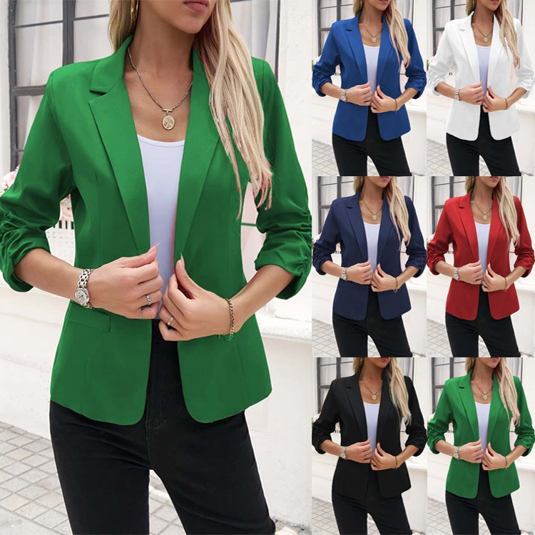 Women'S Formal Wear Jackets - เสื้อสูทผู้หญิงสไตล์ยุโรปและอเมริกาแบบใหม่ปี 2026 เสื้อสูทแขนสามส่วนสำหรับชุดทำงาน