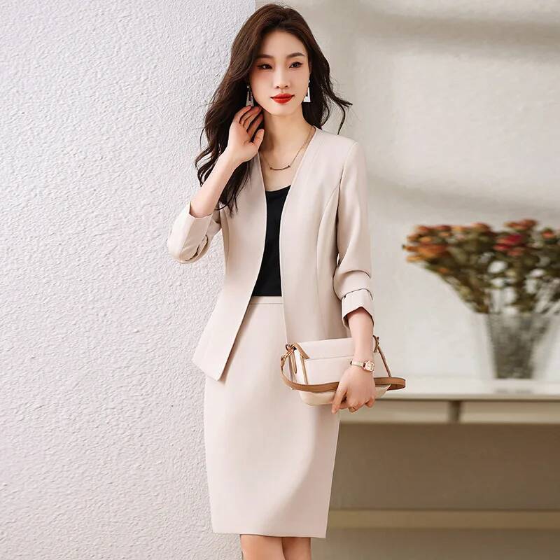 Formal Winter Wear Women Jacket - ชุดสูทธุรกิจสตรีแบบเป็นทางการพร้อมกระโปรงและเสื้อแจ็คเก็ต สไตล์ OL เสื้อเบลเซอร์มืออาชีพสำหรับผู้หญิง สไตล์ OL