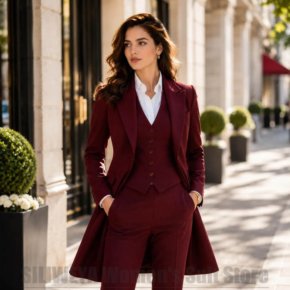 Women Formal Wear Shirt And Pant - ชุดสูทผู้หญิง 3 ชิ้น ดีไซน์หรูหรา ปกแหลม กระดุมแถวเดียว