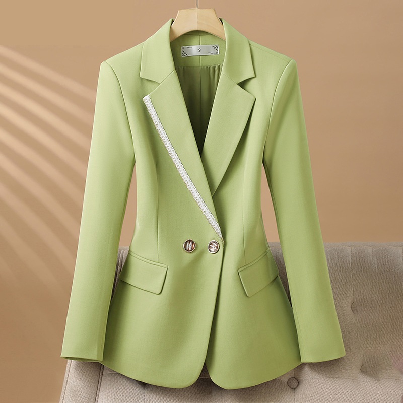 Formal Winter Wear Women Jacket - เสื้อเบลเซอร์แฟชั่นผู้หญิง แขนยาว สำหรับฤดูใบไม้ผลิและฤดูใบไม้ร่วง ทรงเข้ารูป สไตล์ทางการ เหมาะสำหรับใส่ทำงาน