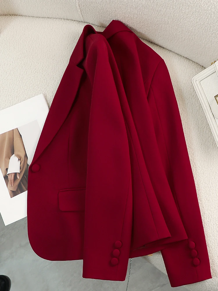 เสื้อเบลเซอร์ผู้หญิง สีแดง เขี - Formal Winter Wear Women Jacket บทวิจารณ์และราคา