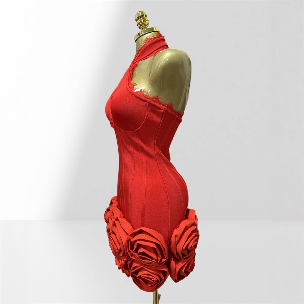 เดรสสั้นสีแดงแบบพันรอบคอและเอว - Women Formal Wear H&M บทวิจารณ์และราคา