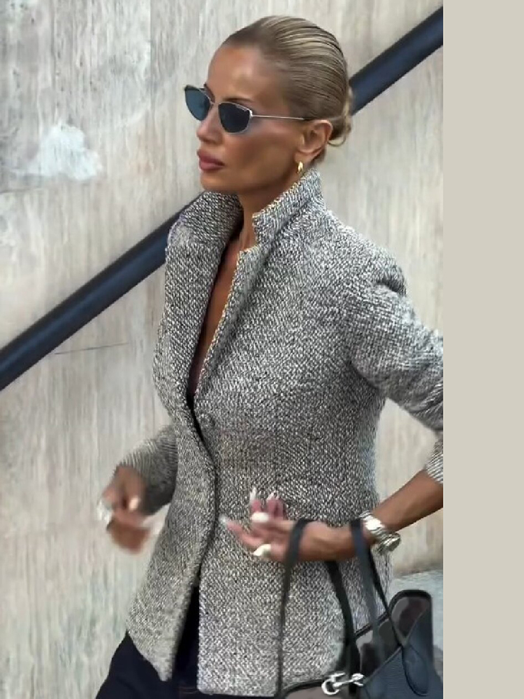 เสื้อสูทผ้าทวีดทรงเข้ารูปสำหรั - Formal Winter Wear Women Jacket บทวิจารณ์และราคา