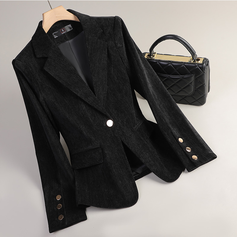 สีเหลืองทองกำมะหยี่เบลเซอร์ผู้ - Formal Winter Wear Women Jacket บทวิจารณ์และราคา
