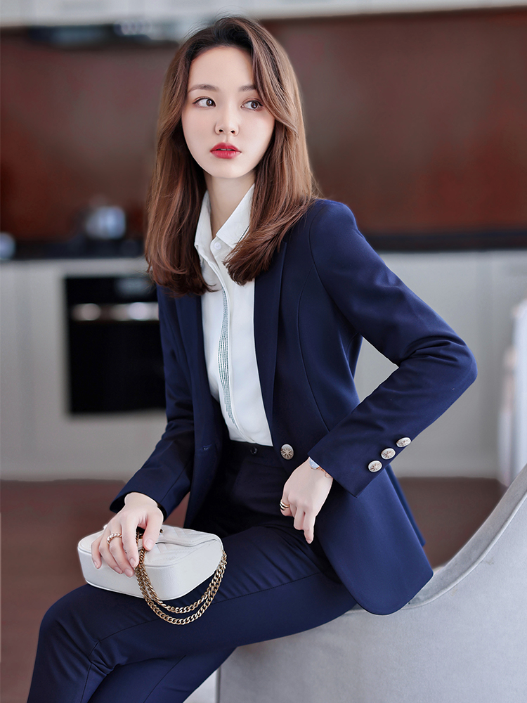 ผู้หญิงสีฟ้าน้ําเงินสีดําอย่าง - Women Formal Wear Shirt And Pant บทวิจารณ์และราคา