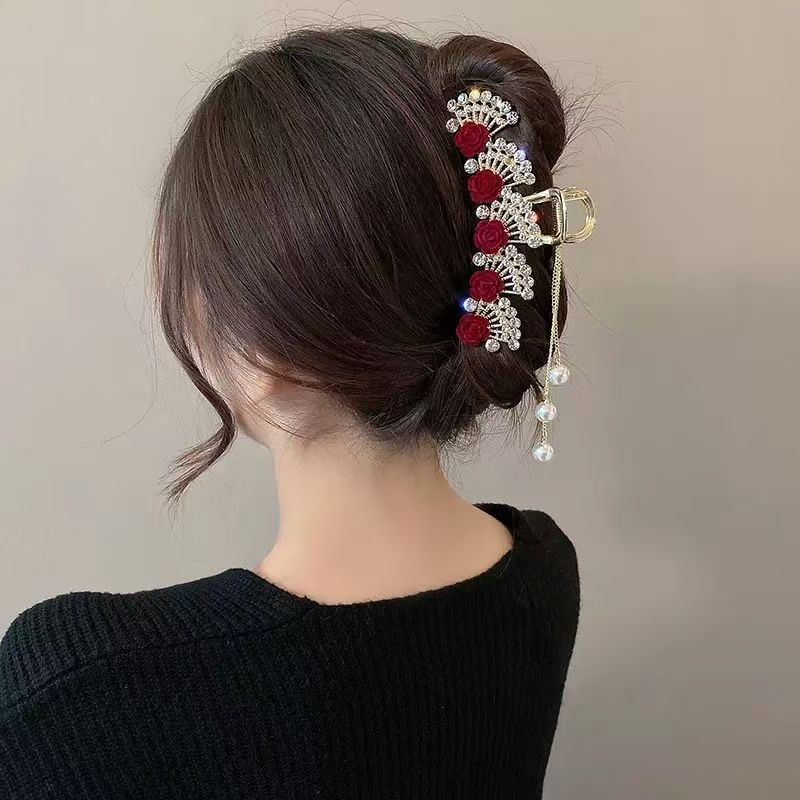 กิ๊บติดผมลายดอกไม้สีแดงวินเทจป - Women'S Formal Wear Accessories บทวิจารณ์และราคา