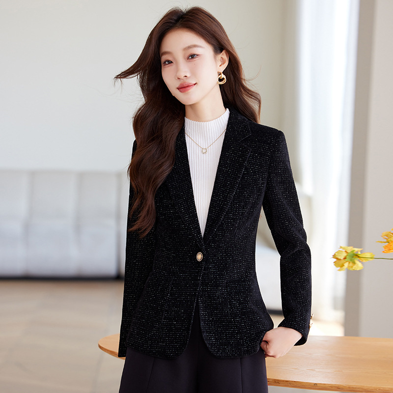 เสื้อเบลเซอร์ผู้หญิง สีดำ แดง  - Formal Winter Wear Women Jacket บทวิจารณ์และราคา
